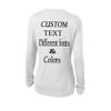 Customized Long Sleeve Polyester Ladies V Neck Tee Personalize with Your Own Text Font Design and Colors White view 2