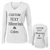 Customized Long Sleeve Polyester Ladies V Neck Tee Personalize with Your Own Text Font Design and Colors White view 3
