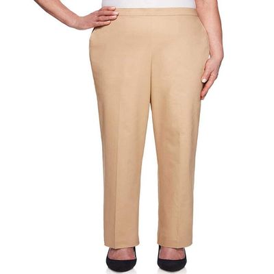 Alfred Dunner Women's Street Smart Peach Sateen Pants - Medium Length - Plus Size, Fawn, 22 Plus