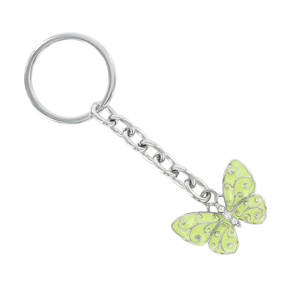 Butterfly Key Chain Beautiful embellished with Clear Swarovski - Green