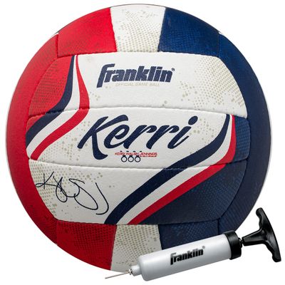 Franklin Sports Kerri Walsh Official Beach Volleyball - USA Colors Beach Volleyball - Official Size + Weight - Authentic Match Ball - Pump + Needle