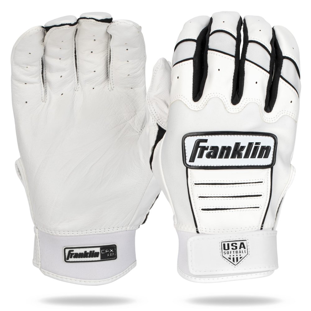 Franklin Sports CFX FP Softball Batting Gloves Pair, Women's Medium, White/Black