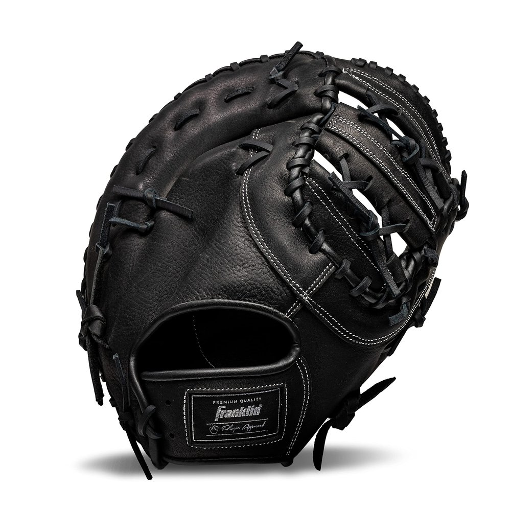 Franklin Sports CTZ5000 Baseball Fielding Glove - Men's Adult and Youth Baseball First Baseman's Mitt - Black Cowhide Leather Glove - 12.5" Dual-Bar Web for First Base