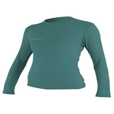 O'Neill Womens Hybrid Long Sleeve Sun Shirt, UPF 50+ Sun Protection, Rash Prevention for Surfing and All Water Activities, Turquoise, Small