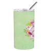 Caroline's Treasures CK4331TBL20 Standard White Poodle Green Flowers Stainless Steel 20 oz Skinny Tumbler Vacuum Double Walled Reusable Insulated Tumbler Travel Cup for Coffee Cocktails Gift with Lid, view 2