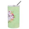 Caroline's Treasures CK4331TBL20 Standard White Poodle Green Flowers Stainless Steel 20 oz Skinny Tumbler Vacuum Double Walled Reusable Insulated Tumbler Travel Cup for Coffee Cocktails Gift with Lid, view 4