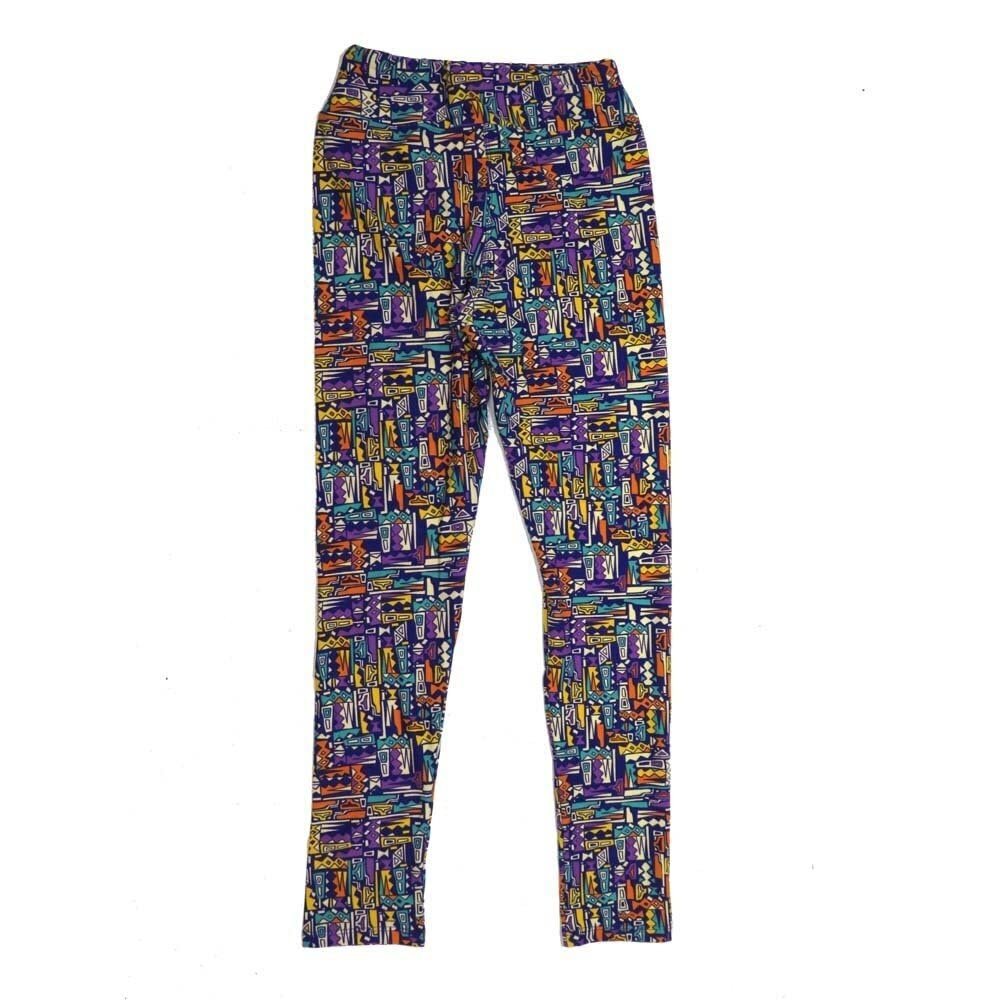 Lularoe Tween Geometric Multicolor Trapezoid Diamond Pyramids Triangles fits Adult Leggings Adult Sizes 00-0