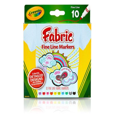 2-Pack Fabric Line Markers, Fine Tip, Assorted Colors, Set of 10