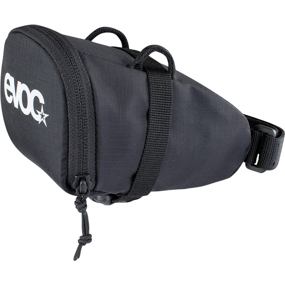 EVOC Seat Bag Saddle Bag for Compact Storage under the Seat; under Seat Bicycle Bag (0.3l Capacity, Lightweight, Quick Assembly Thanks to Buckle, Reflective Logo), Black
