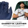 Franklin Sports MLB Batting Gloves - Infinite Powerstrap Baseball + Softball Batting Gloves -Durable Full Wrap Cage Practice Gear - Long Cuff Wrist + Heavy Duty Leather - Adult Medium - Navy + Gold view 2