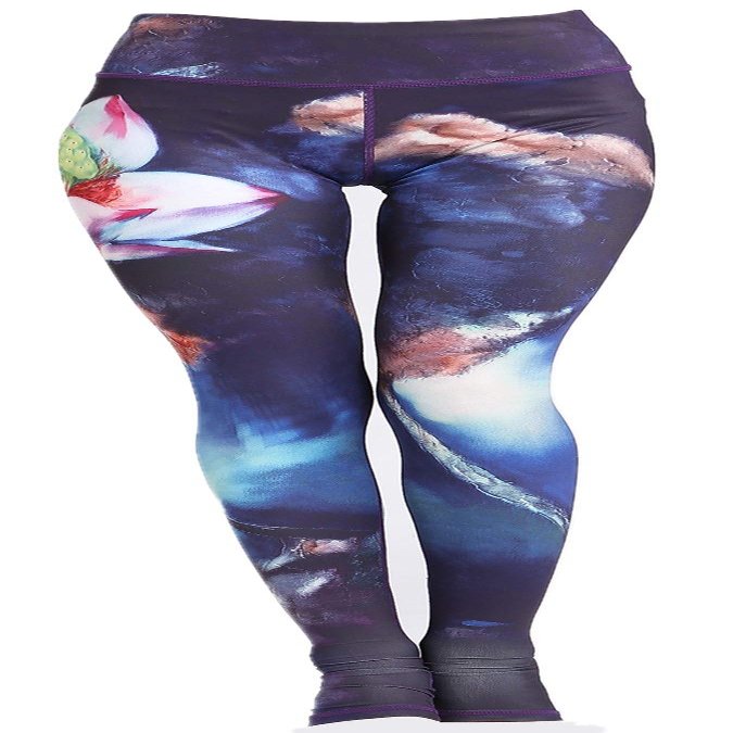 Warmht Printed Women Yoga Leggings High Waist Tummy Control Over The Heel Yoga Pants (Ink Puple, Medium)