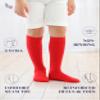 Hugh Ugoli Girls Boys Kids School Uniform Long Dress Socks, Extremely Soft, Comfortable, Rayon derived from Bamboo, Chemical-Free, 3 Pairs Red | 3-4 Years view 4