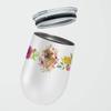 Caroline's Treasures CK4181TBL12 Shar Pei Pink Flowers Stainless Steel 12 oz Stemless Wine Glass Insulated Wine Tumbler with Lid, Cute Travel Cup for Coffee, Cocktails, Gift Women, Mother view 2