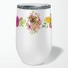 Caroline's Treasures CK4181TBL12 Shar Pei Pink Flowers Stainless Steel 12 oz Stemless Wine Glass Insulated Wine Tumbler with Lid, Cute Travel Cup for Coffee, Cocktails, Gift Women, Mother view 4