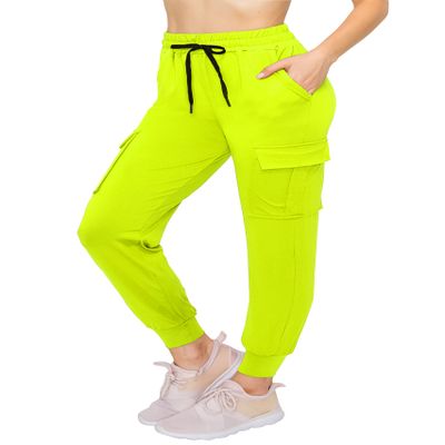 ALWAYS Cargo Jogger Pants for Women - Super Soft Casual Lounge Sweatpants Neon Lime M