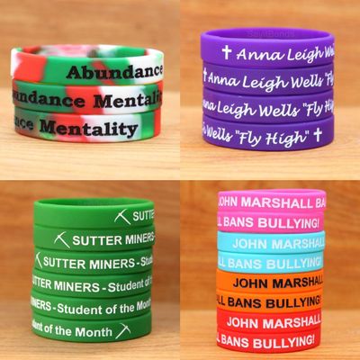 1000 Custom Debossed Color Filled Silicone Wristbands