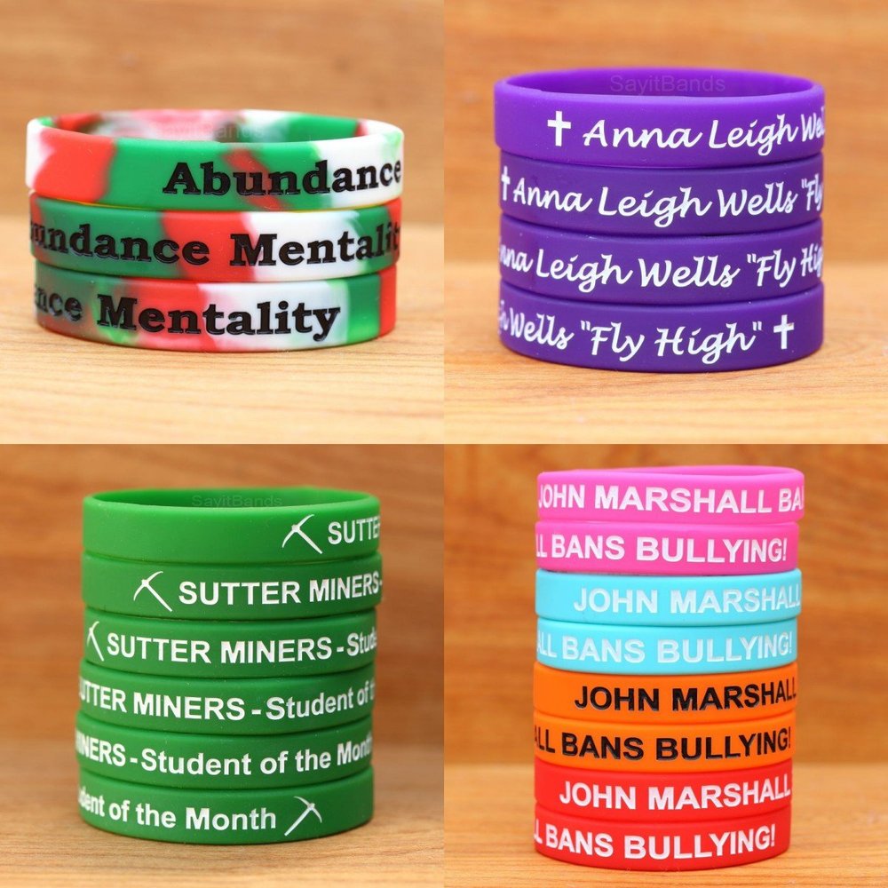 1000 Custom Debossed Color Filled Silicone Wristbands