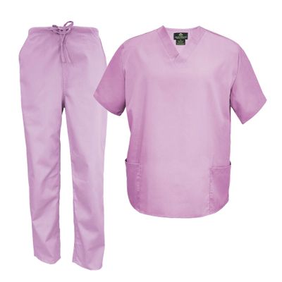 M&M Scrubs Men's Scrub Set Medical Scrub Tops and Pants (4X-Large, Lilac)
