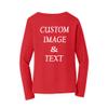 Custom Women Long Sleeves Tee Shirt, Personalized by Upload Photos, Type Text, Design Your Own Tee Shirt, Workout Tee Shirt Bright Red view 2