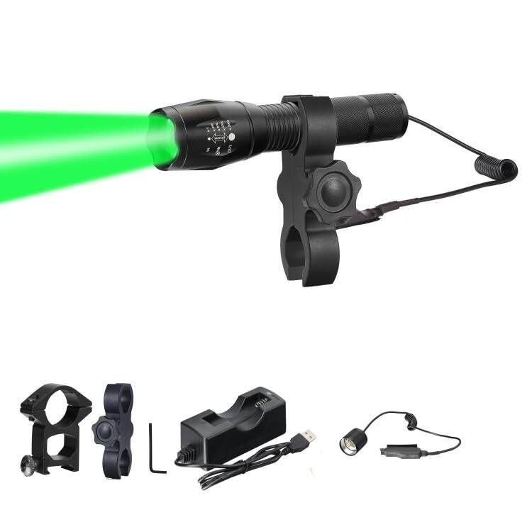 BIZOOM KL45 1000lumen Predator Light, Green Hunting Light Kit, Zoomable Hunting Flashlight with Dual Control Remote Switch, for Hogs, Coyotes, Varmints