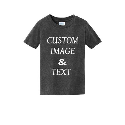 Personalized Baby Toddler T Shirt for Your Infant Baby, Customize with Your Own Design, Upload Photos, Logos Or Type Any Text Dark Heather Grey