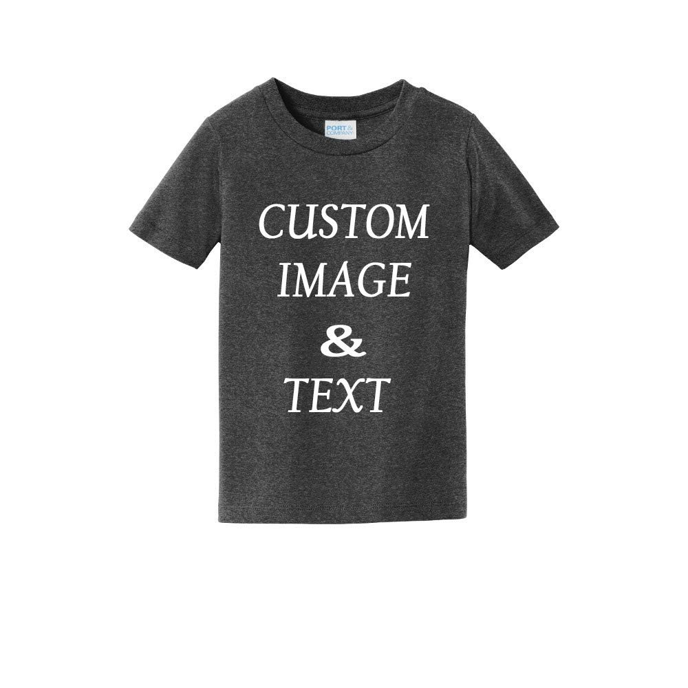Personalized Baby Toddler T Shirt for Your Infant Baby, Customize with Your Own Design, Upload Photos, Logos Or Type Any Text Dark Heather Grey