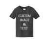 Personalized Baby Toddler T Shirt for Your Infant Baby, Customize with Your Own Design, Upload Photos, Logos Or Type Any Text Dark Heather Grey view 1
