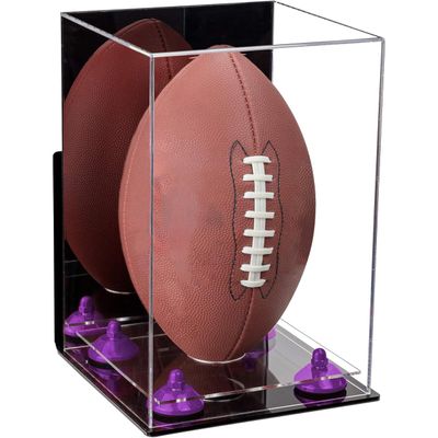 Football Display Case, Durable Clear Display Case with Mirror & Clear Base, Wall Mounted Case for Full Size Footballs, Sports Memorabilia, Collectibles, Keepsakes, Autographed Balls Items (A060-PR)