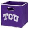 Franklin Sports NCAA TCU Horned-Frogs Storage Bin - Collapsible Cube Container + Storage Basket - Folding Fabric Shelf Organizer - NCAA Office, Bedroom + Living Room Dcor - 10.5" x 10.5" Inches view 1