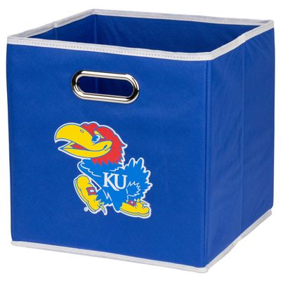 Franklin Sports NCAA Kansas Jayhawks Storage Bin - Collapsible Cube Container + Storage Basket - Folding Fabric Shelf Organizer - NCAA Office, Bedroom + Living Room Dcor - 10.5" x 10.5" Inches