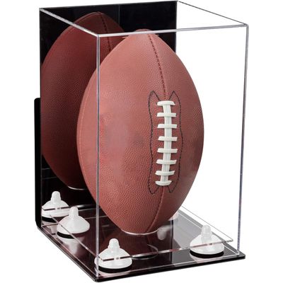 Football Display Case, Durable Clear Display Case with Mirror & Clear Base, Wall Mounted Case for Full Size Footballs, Sports Memorabilia, Collectibles, Keepsakes, Autographed Balls Items (A060-WR)