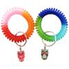 Veronica Durable Spring Spiral Wrist Coil Keychain Wristband Bracelet Cute Owl Plastic Stretch Key Chain Ring Holder Tag Pack of 2 view 1