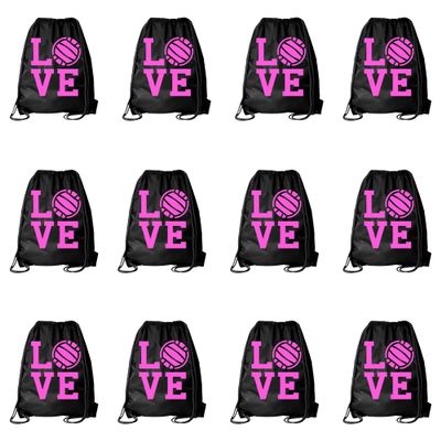 Kenz Laurenz Volleyball Drawstring Bag - Cinch Sack String Backpack Back Pack Tote (12 Pack)