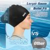 Aegend Swim Caps for Long Hair, Durable Silicone Swimming Caps for Women Men Adults Youths, Easy to Put On and Off, Waterproof Swim Hats Bathing Caps to Keep Hair Dry, 2 Pack, Black view 2