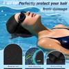Aegend Swim Caps for Long Hair, Durable Silicone Swimming Caps for Women Men Adults Youths, Easy to Put On and Off, Waterproof Swim Hats Bathing Caps to Keep Hair Dry, 2 Pack, Black view 3