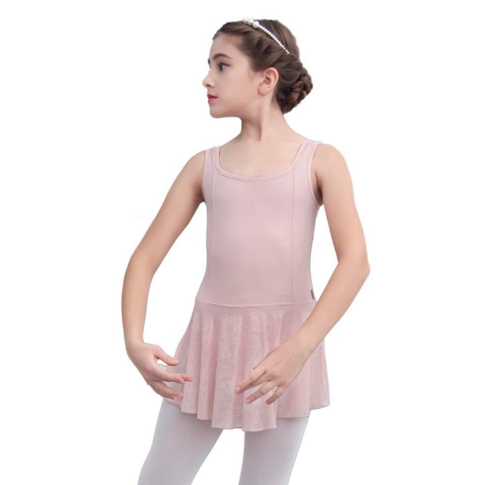 118242004 Wide Strap Dance Skirt Cute Kids Mesh Ballet Dress (L/C, Pale Pink)