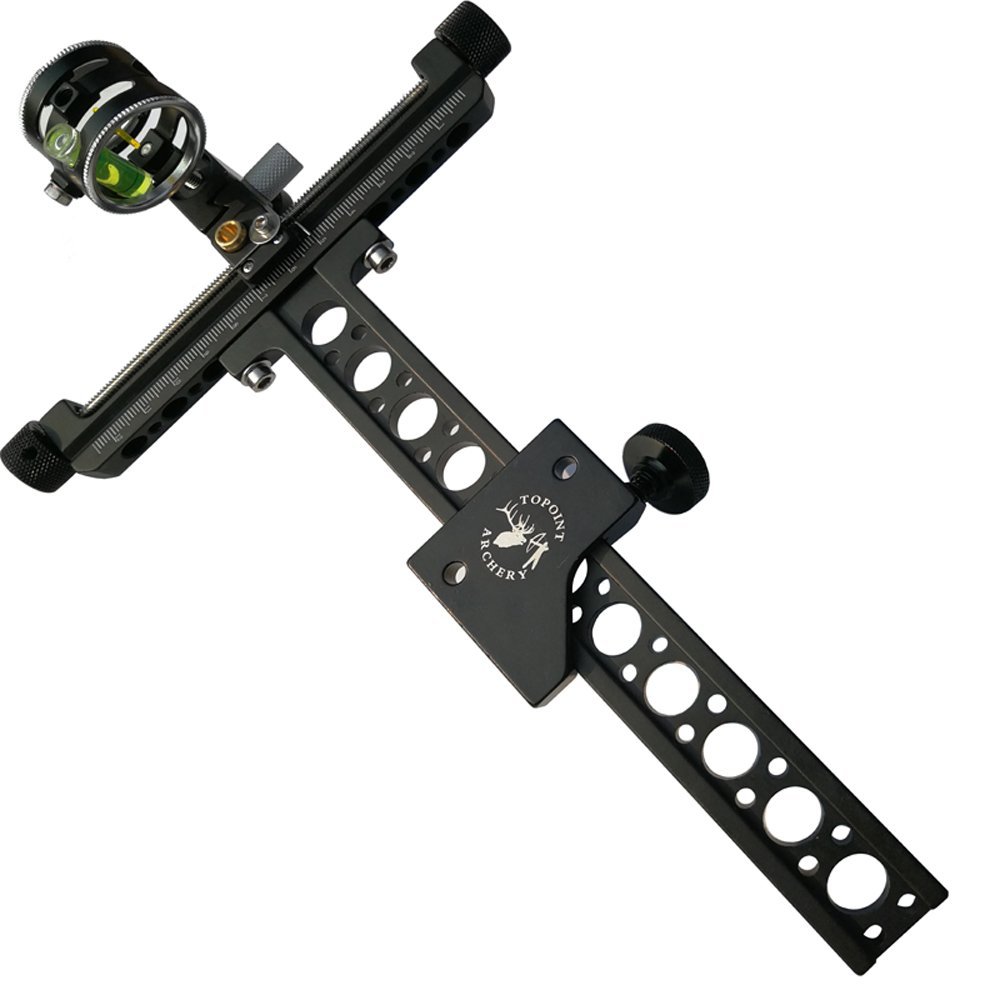 SHARROW Archery Compound Bow Sight with 45 Degree Hooded Peep Sight Five Set 0.059" Micro Adjust Long Pole Hunting Accessories