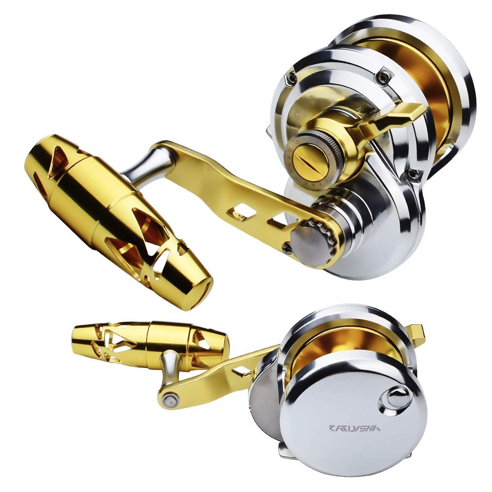 KATUYSHA Fishing Jigging Reel Conventional Reels, Saltwater Heavy Duty Deep Ocean Big Offshore Round Aluminum Trolling Reel