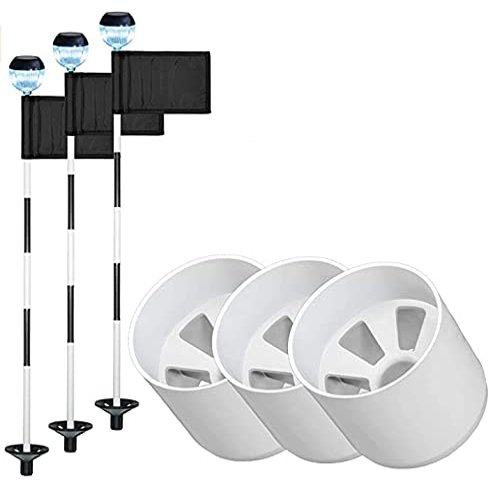 GOLF CITY PRODUCTS Golf Flag and Cup for Yard Practice Set. Premium Quality Mini Putting Green Flags and Poles Set Includes 3 Golf Cups for Putting Green & 3 Golf Flags For Yard & 3 Golf Flagsticks