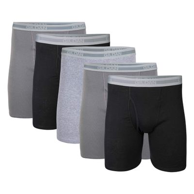 Gildan Men's Underwear Boxer Briefs, Multipack, Black/Charcoal/Sport Grey (5-Pack), Medium