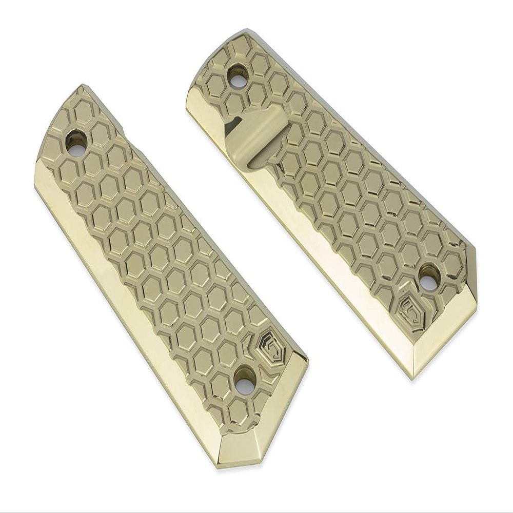 Phase 5 1911 Grips - Polished Brass (Hex Pattern)