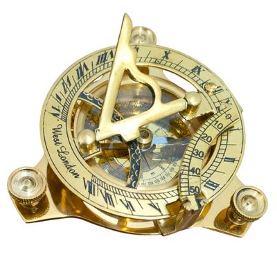Antique Brass Sundial Compass Handcrafted Vintage Navigation Instrument Nautical Decor, Desk Display & Outdoor Adventure Gift for Men & Explorers