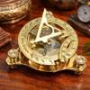 Antique Brass Sundial Compass Handcrafted Vintage Navigation Instrument Nautical Decor, Desk Display & Outdoor Adventure Gift for Men & Explorers view 2