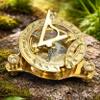 Antique Brass Sundial Compass Handcrafted Vintage Navigation Instrument Nautical Decor, Desk Display & Outdoor Adventure Gift for Men & Explorers view 3