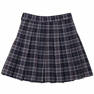 Big Girls Pleat Skirt Teen Girls School Uniform Plaid Skirt, Navy Blue, Size 13-14 Years (Tag170)