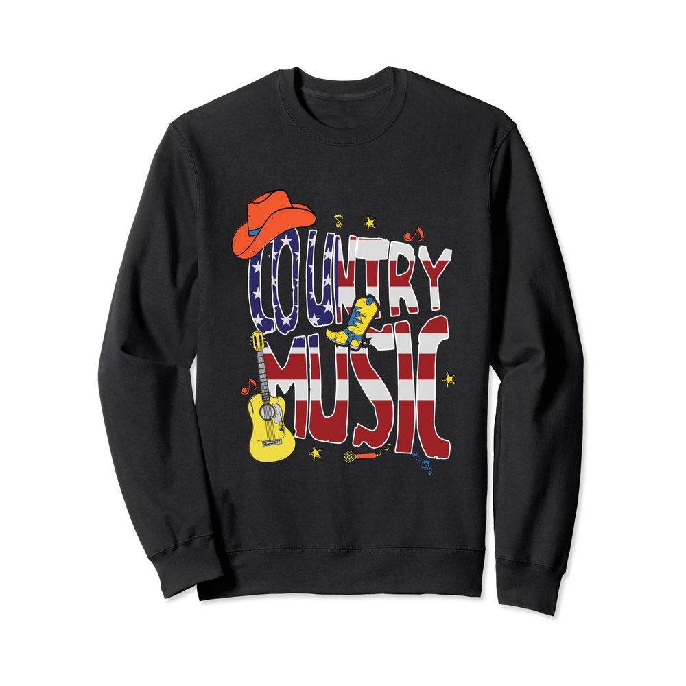 Country Music Guitar Cowboy Hat Boots Horse Riding gesture Sweatshirt