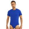 CHICTRY Men's One Piece Short Sleeve Round Neck T Shirt Leotard Bodysui Jumpsuit Undershirt Blue Large