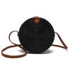 Ahtine Handwoven Round Rattan Bag for Women With Adjustable Strap Crossbody Straw Handbag (Black) view 1