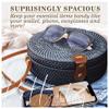 Ahtine Handwoven Round Rattan Bag for Women With Adjustable Strap Crossbody Straw Handbag (Black) view 3