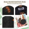 Ahtine Handwoven Round Rattan Bag for Women With Adjustable Strap Crossbody Straw Handbag (Black) view 4